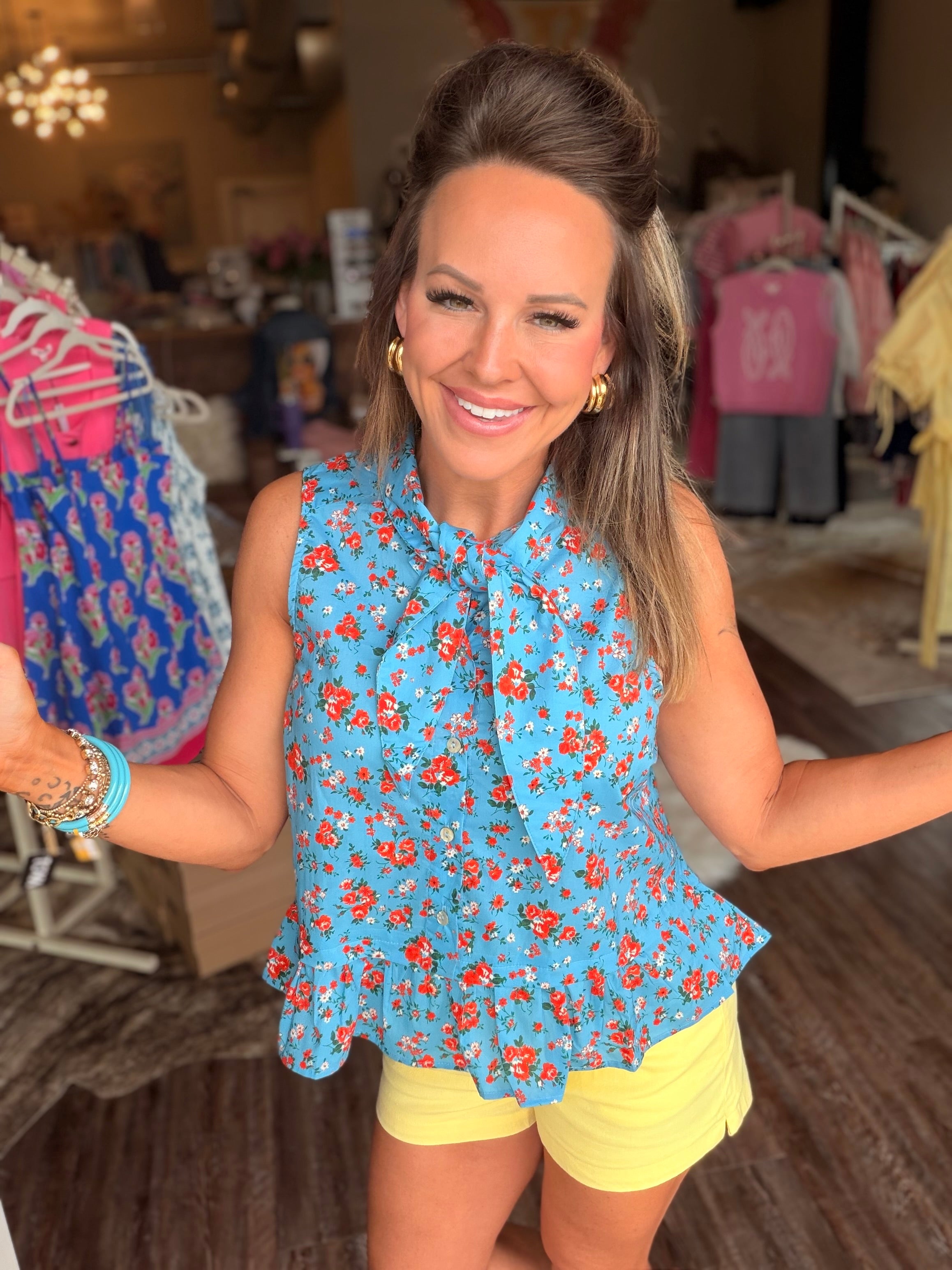 Turquoise Perfection Floral Top