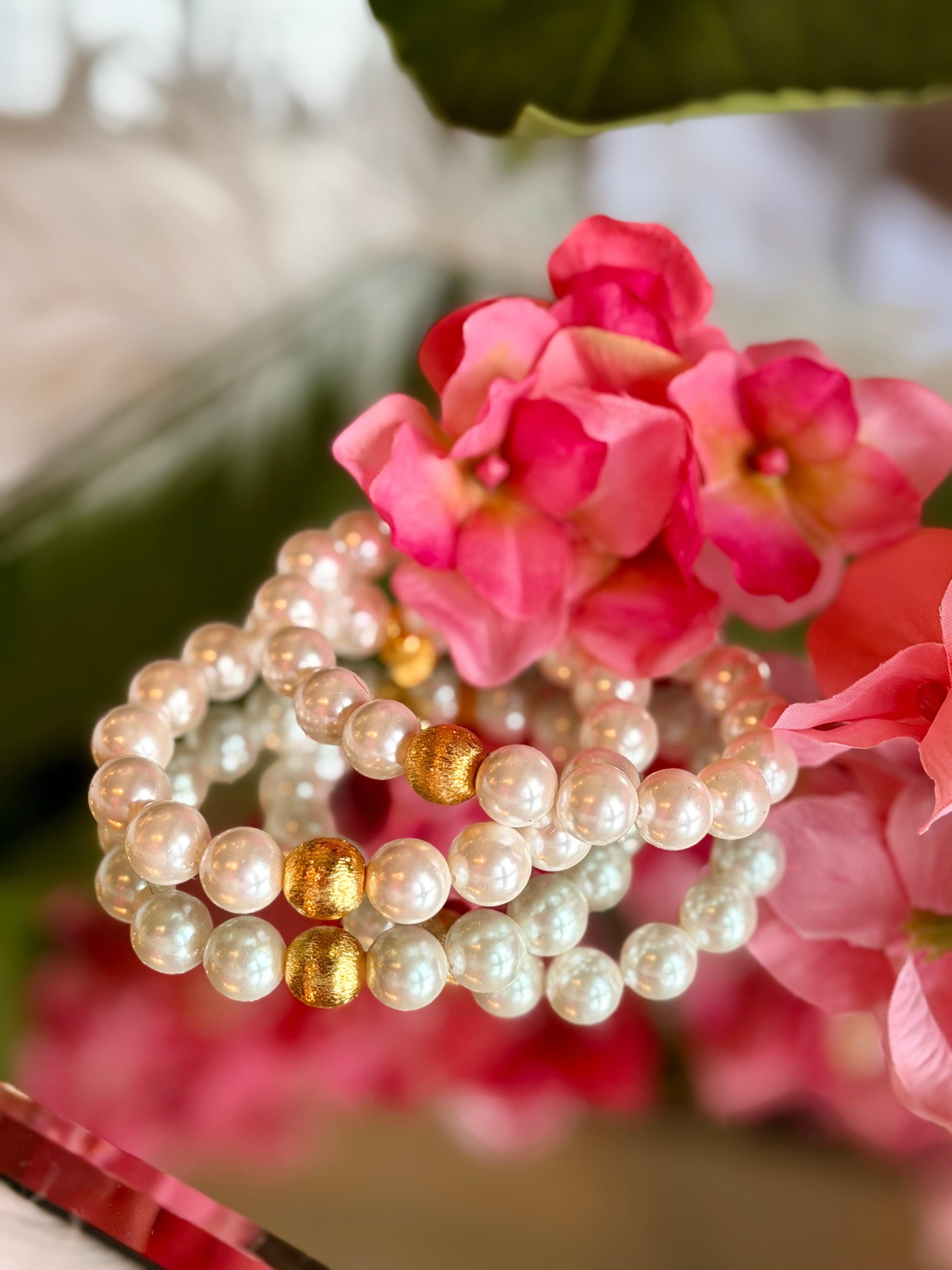 BuDhaGirl White Pearl Mala Beaded Bracelet