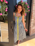 Nautical Neon Striped Midi Dress
