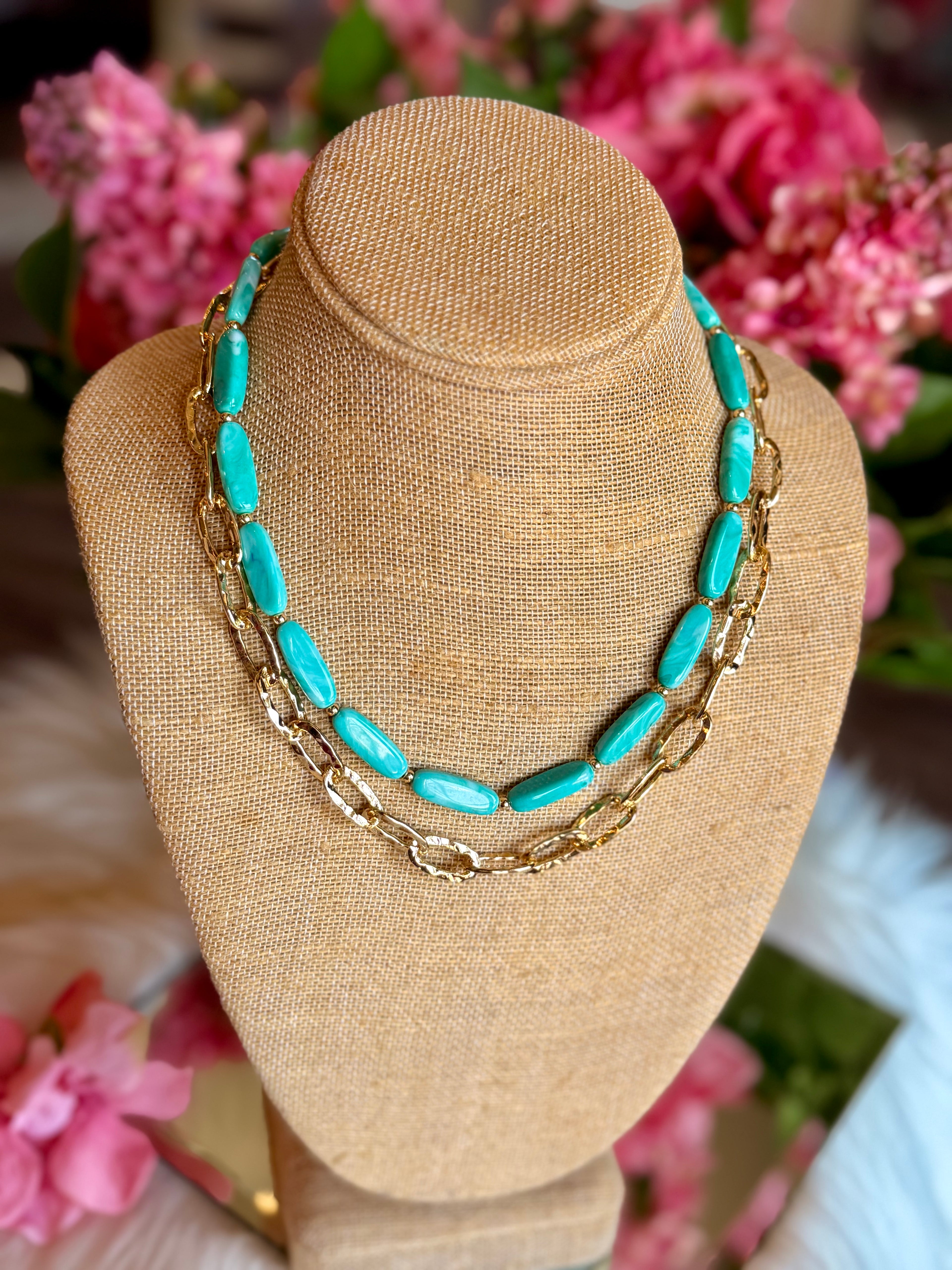 Turquoise Gold Chain Necklace