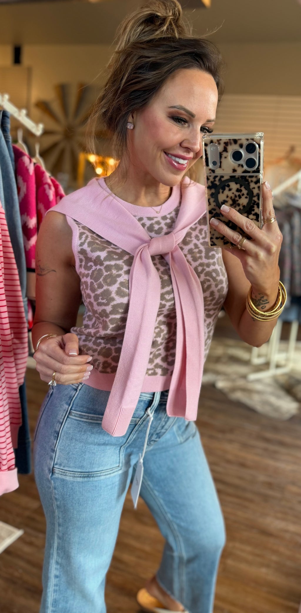 Pink Leopard Scarf top