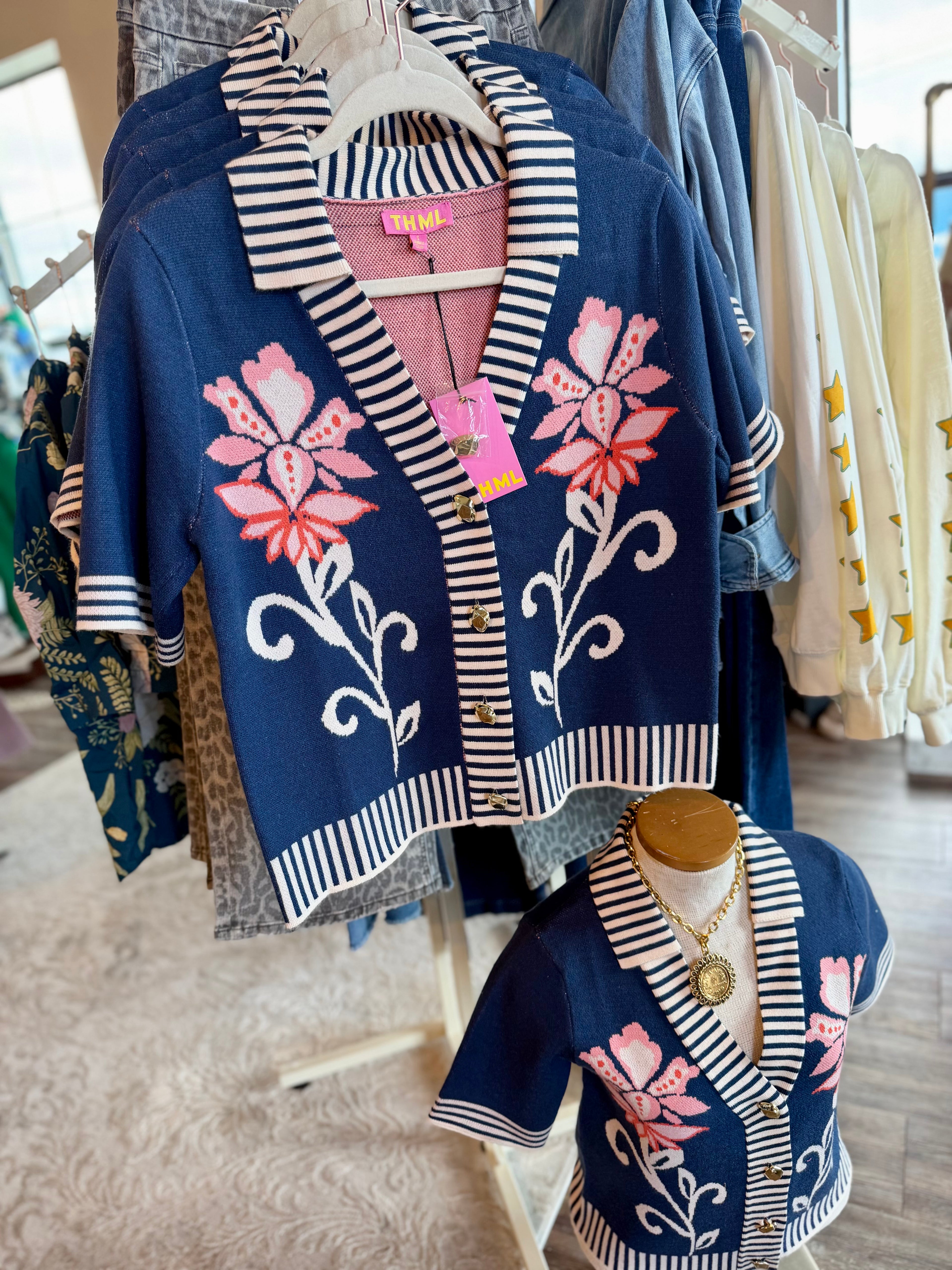 Navy Floral Sweater