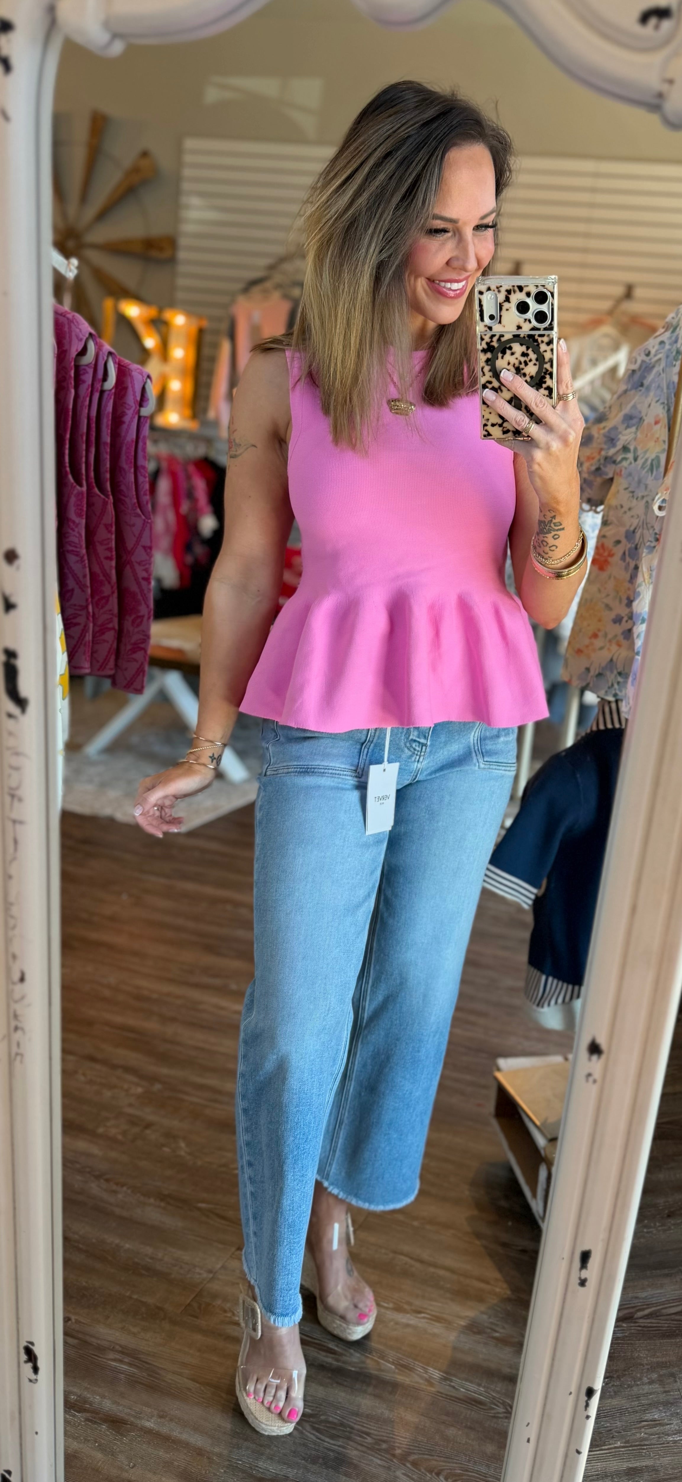 Bubble Gum Pink Peplum