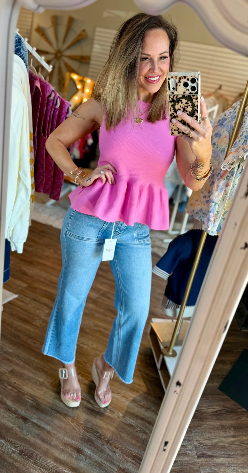 Bubble Gum Pink Peplum