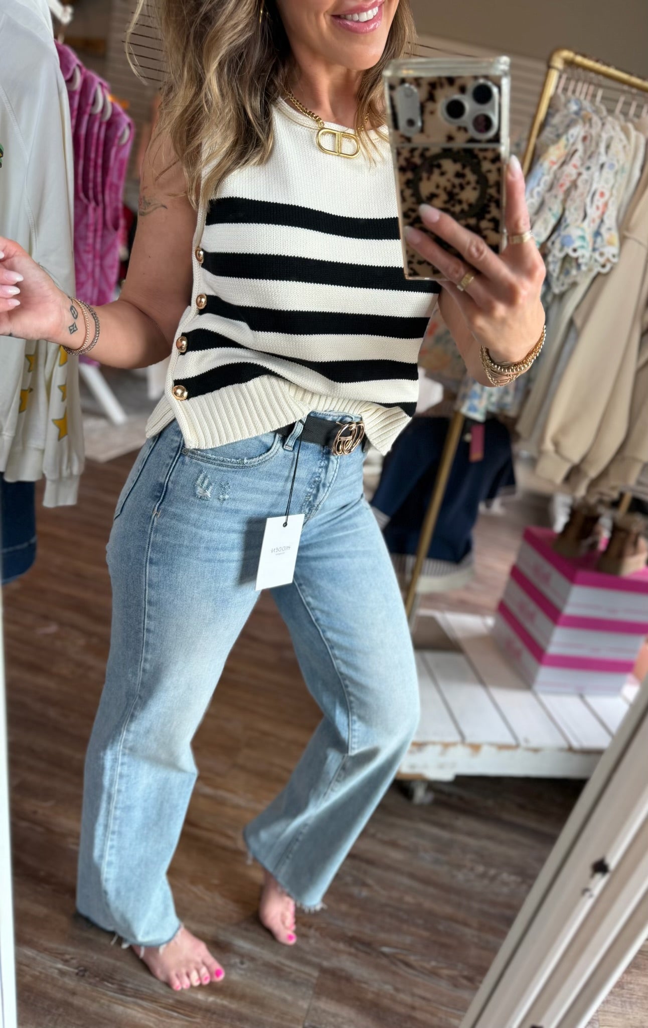 Hidden Straight Denim Raw Hem
