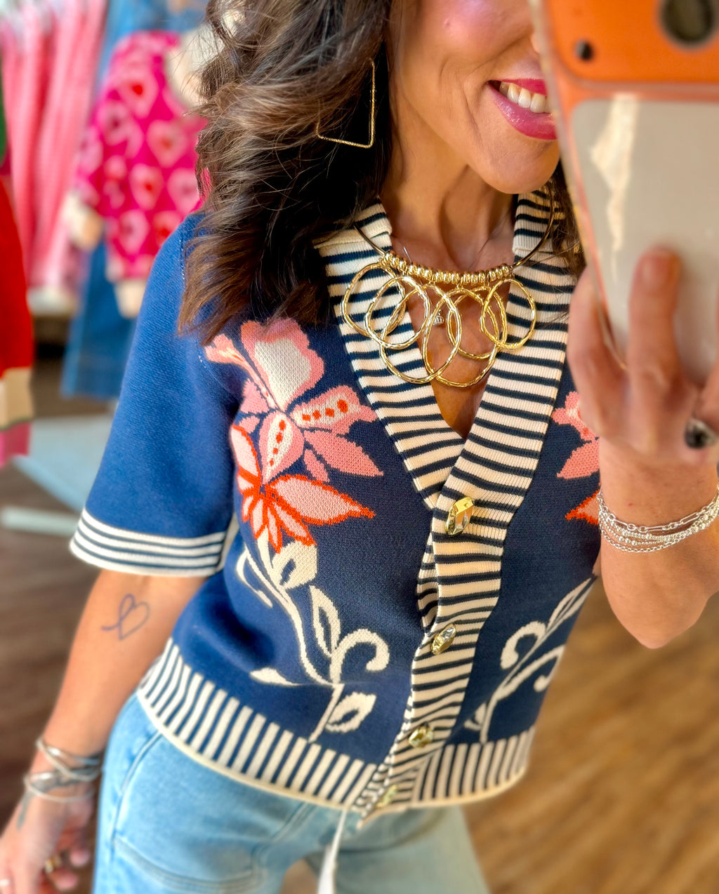 Navy Floral Sweater