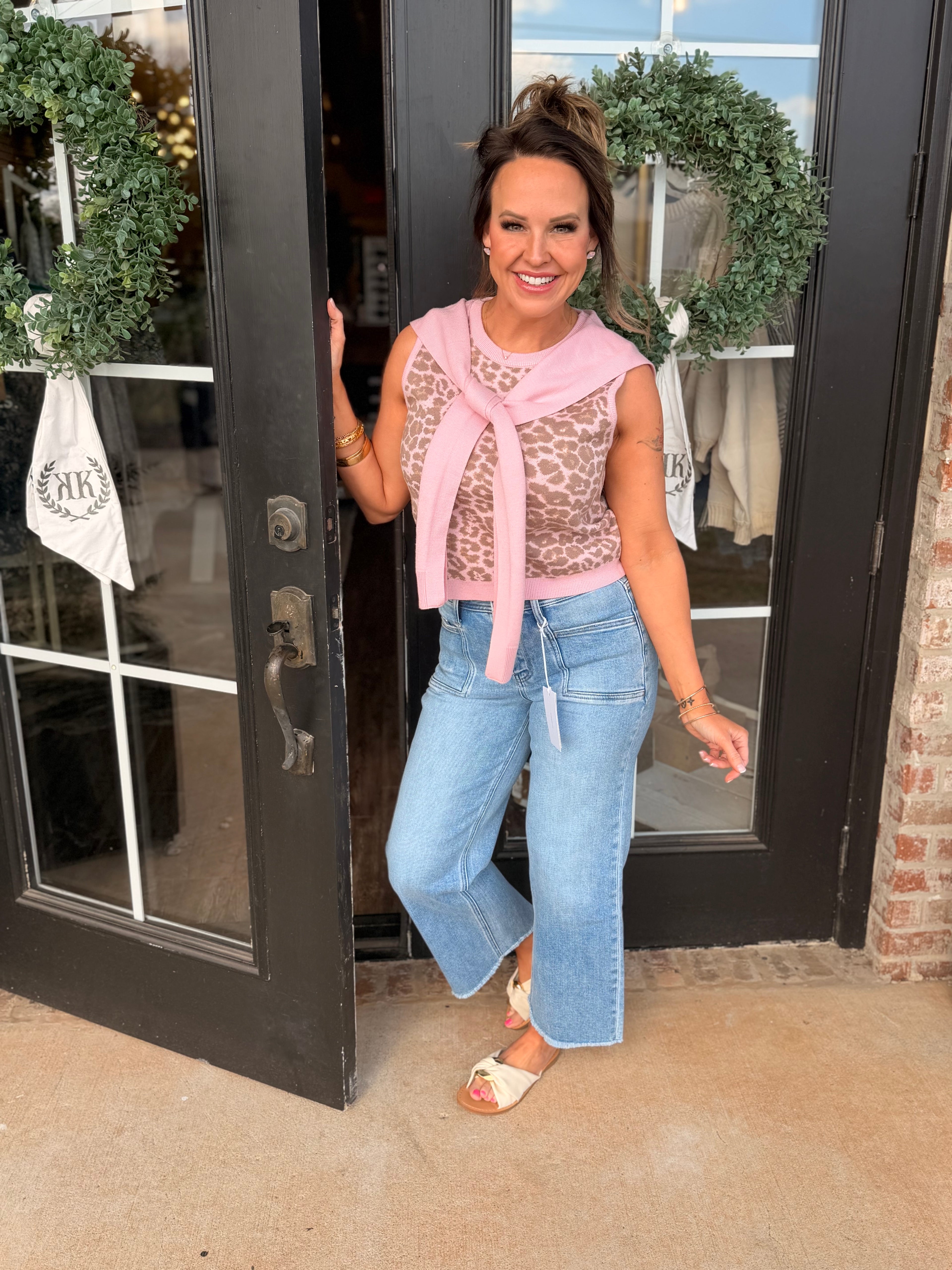 Pink Leopard Scarf top