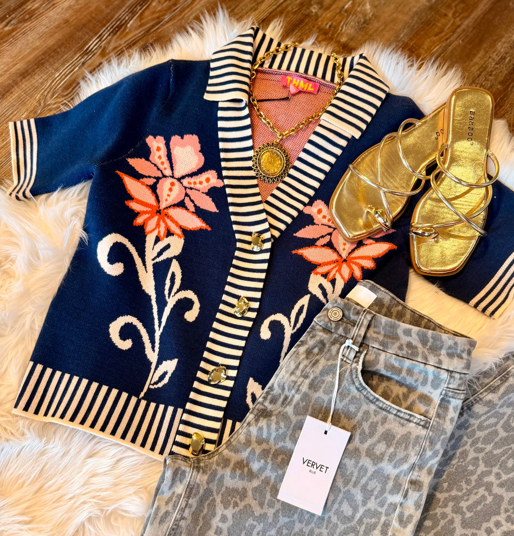 Navy Floral Sweater