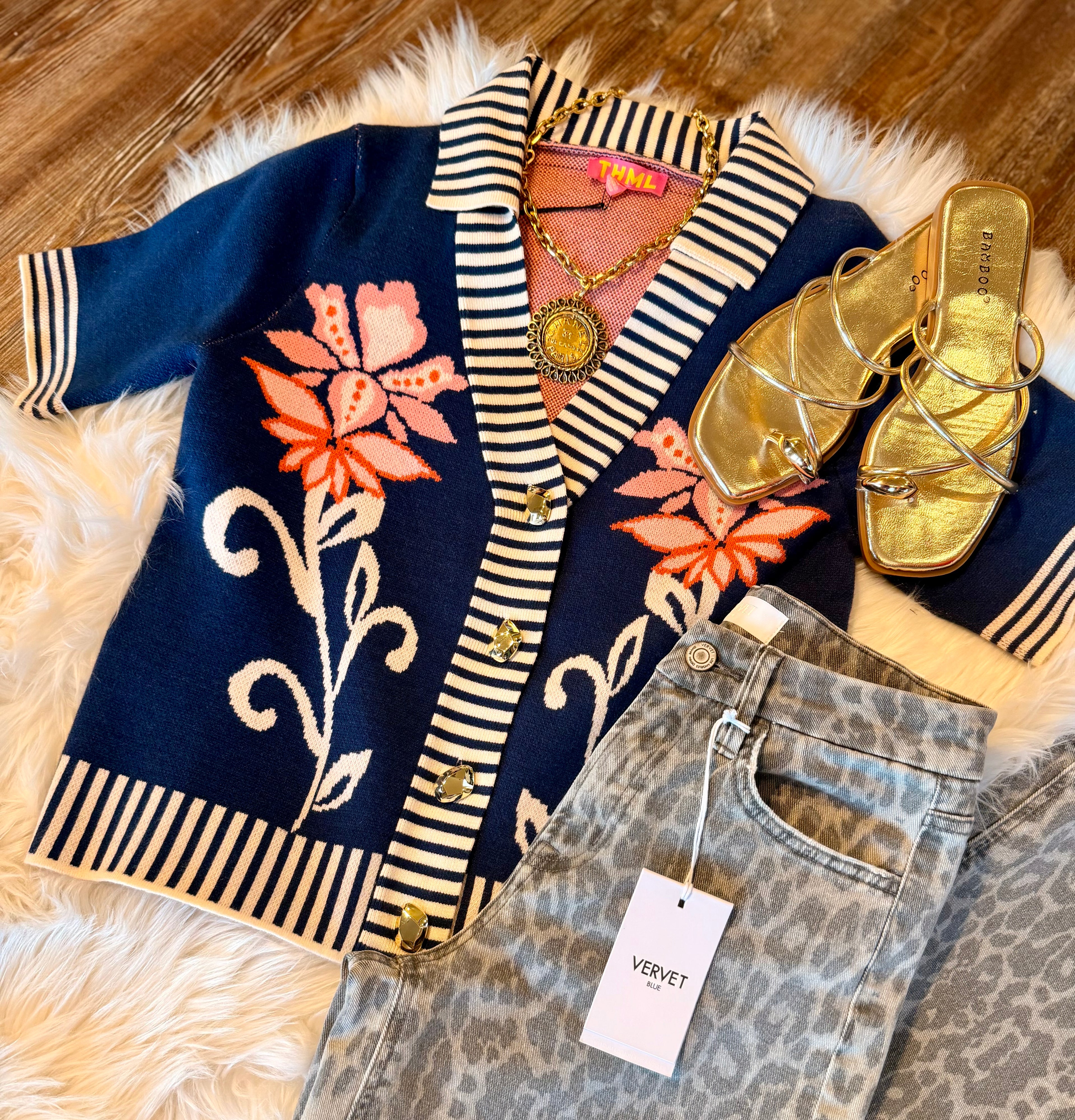 Navy Floral Sweater