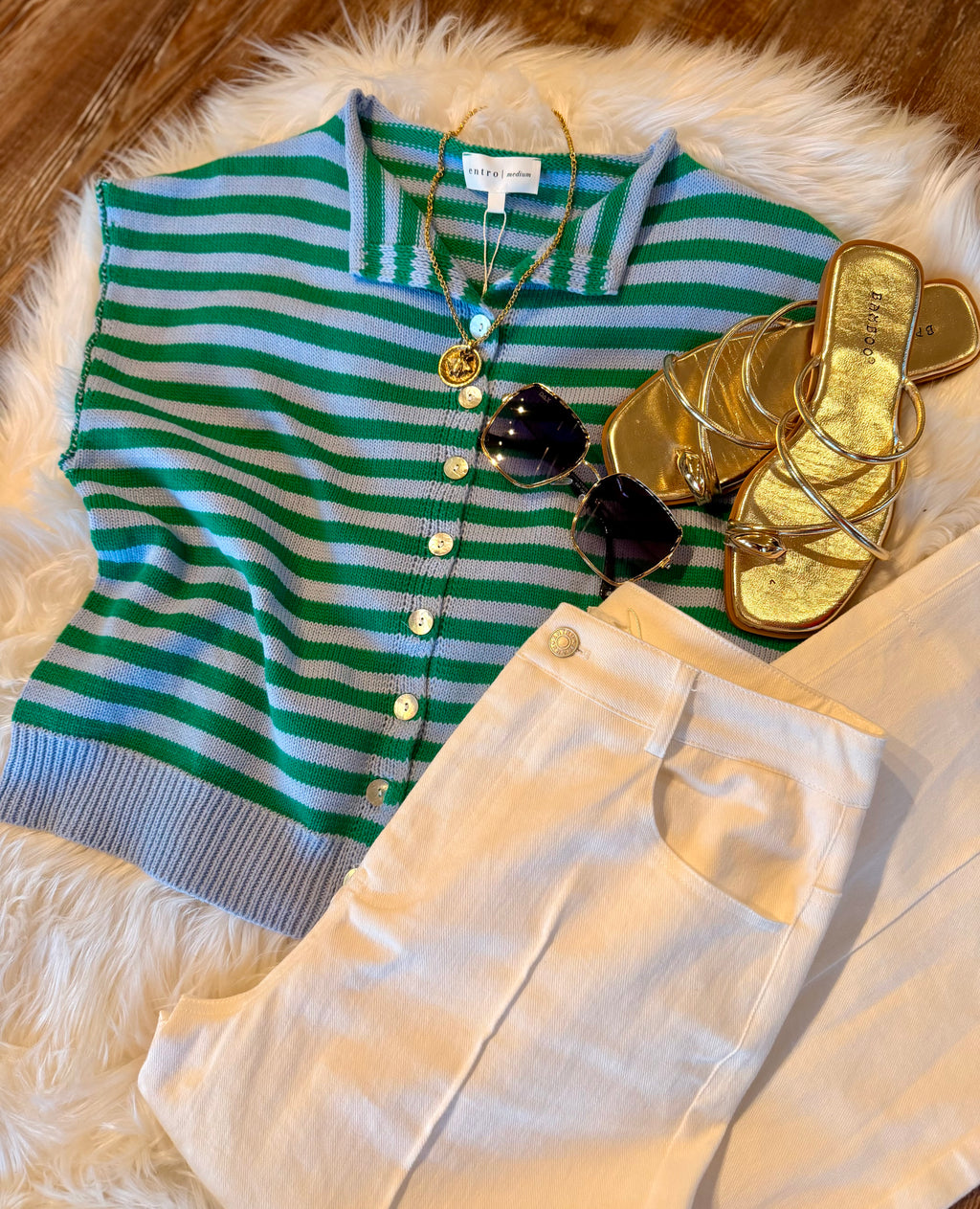 Green Striped Top