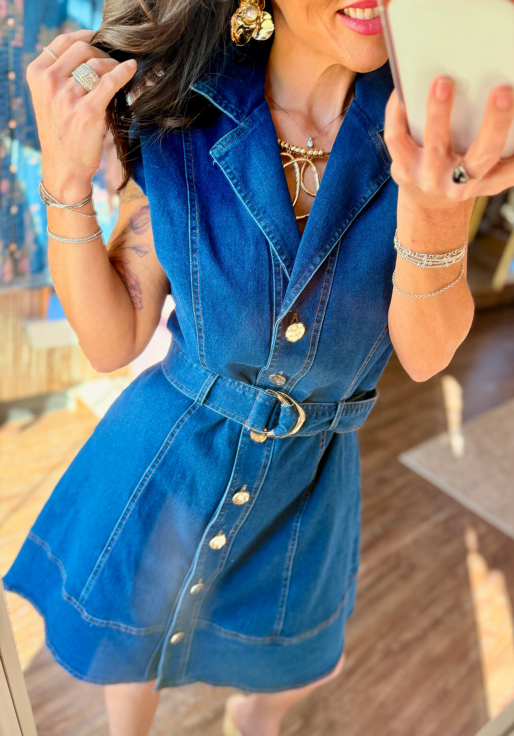 Denim Belted Dress