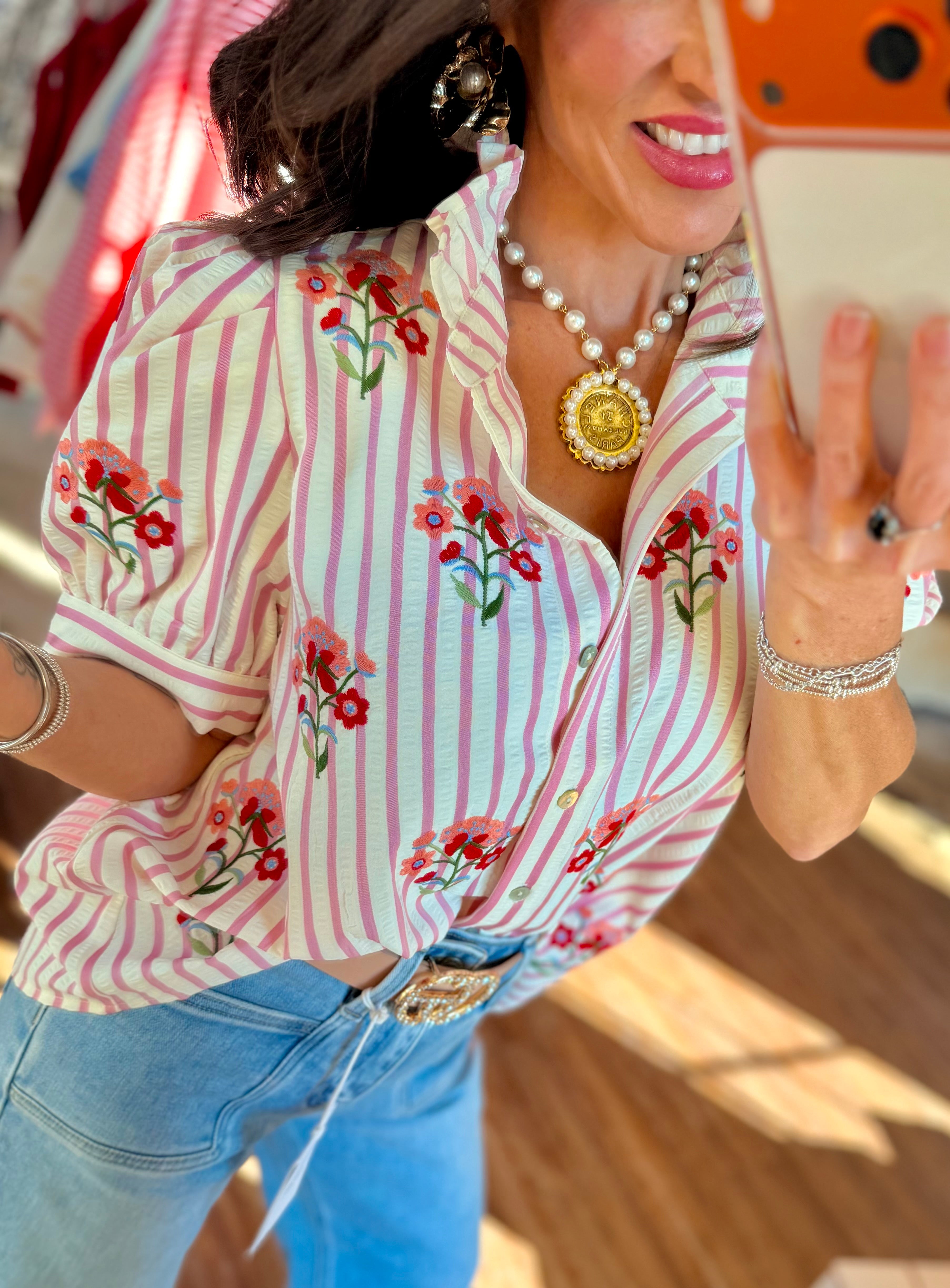 Pop the Collar Floral Blouse