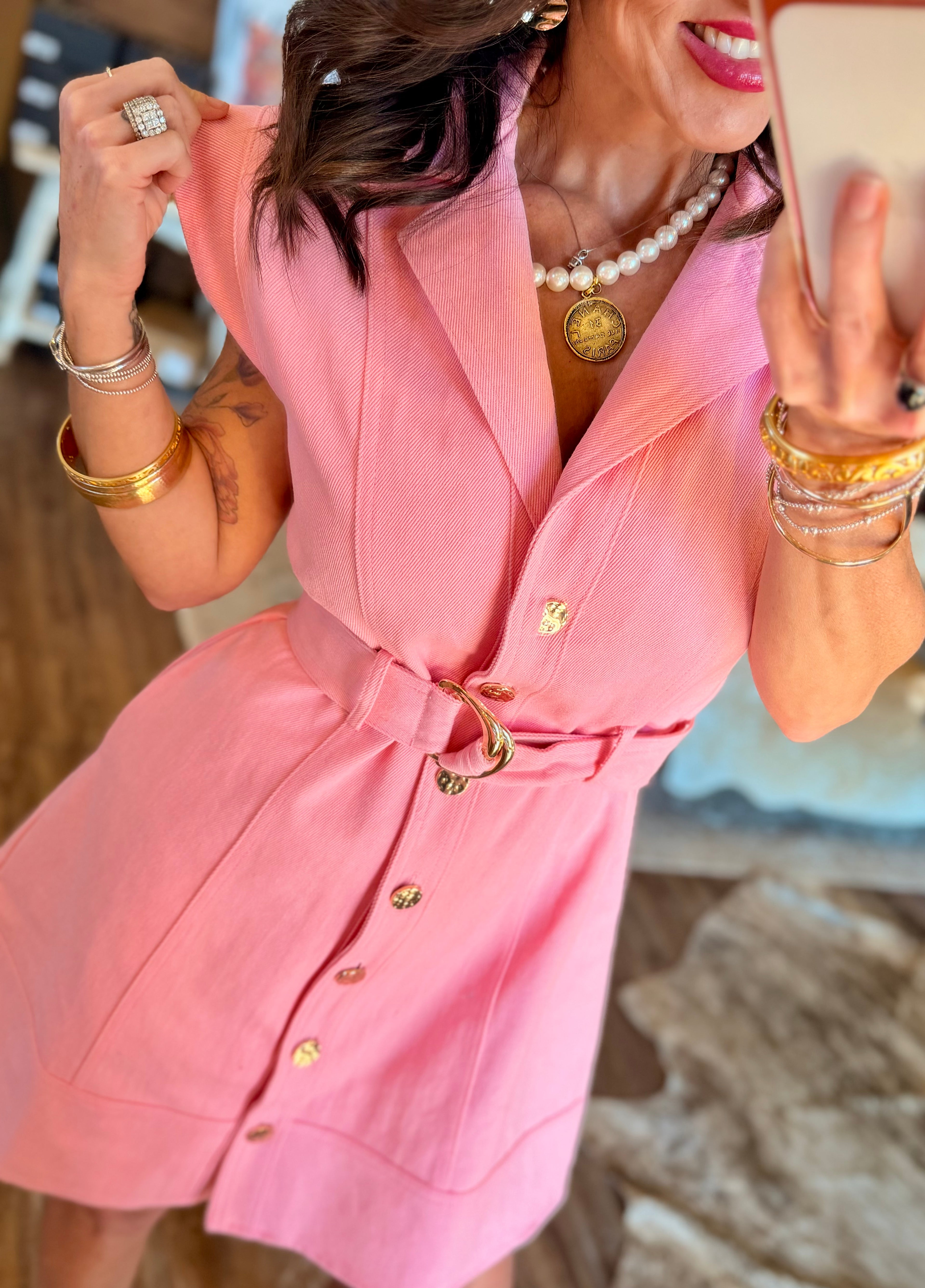 Pretty in Pink Belted Dress