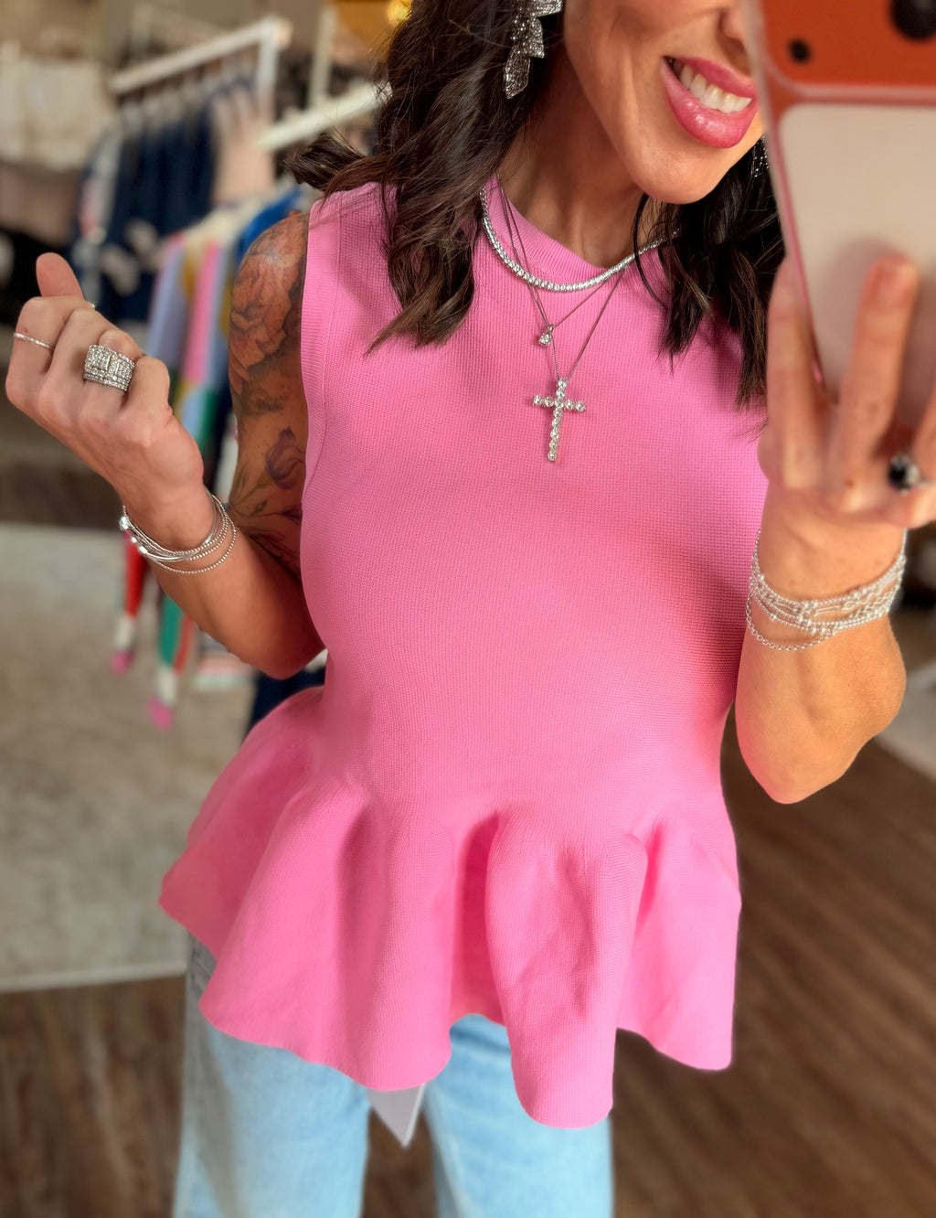 Bubble Gum Pink Peplum