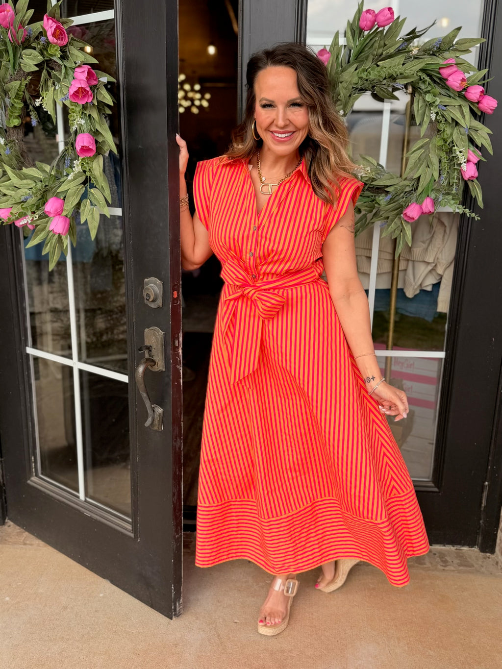 Coral Stripe Dream Dress