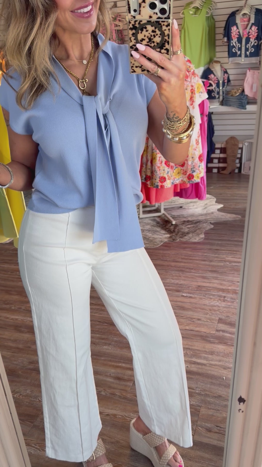 Chambray Scarf Blouse
